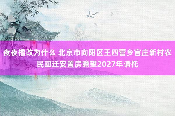 夜夜撸改为什么 北京市向阳区王四营乡官庄新村农民回迁安置房瞻望2027年请托