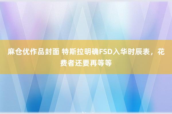 麻仓优作品封面 特斯拉明确FSD入华时辰表，花费者还要再等等