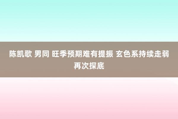 陈凯歌 男同 旺季预期难有提振 玄色系持续走弱再次探底
