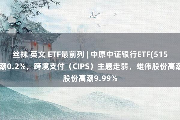 丝袜 英文 ETF最前列 | 中原中证银行ETF(515020)高潮0.2%，跨境支付（CIPS）主题走弱，雄伟股份高潮9.99%
